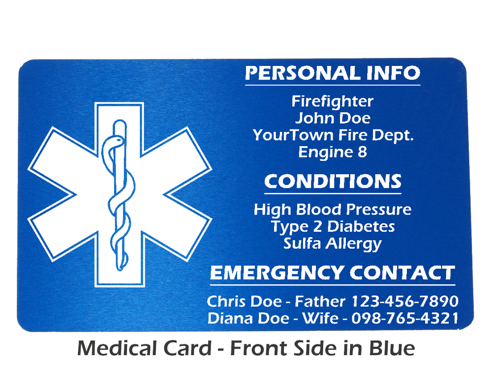 Membership ID, Medical ID & Firefighter's Prayer aluminum cards in